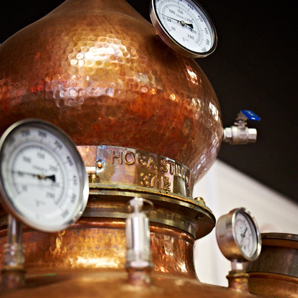 Detial of the hammered copper pot still used in crafting Richland Single Estate Rum