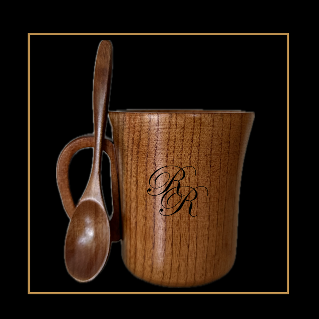 Wooden Coffee Cup with RR Monogram
