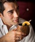 Wooden sipping Cup, customized with Richland Rum monogram, toasted inside, just like the barrel that cured Richland Rum 